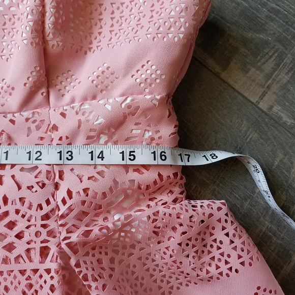 ASOS Pink Laser Cut Fit ‘N Flair Dress - Picture 5 of 8